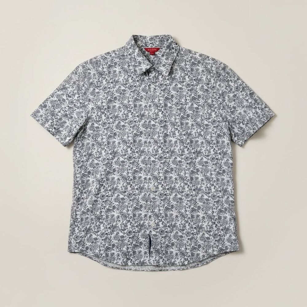 GUESS Men Floral T-Shirt M Style# X05H16RAYB0 White Black Collared